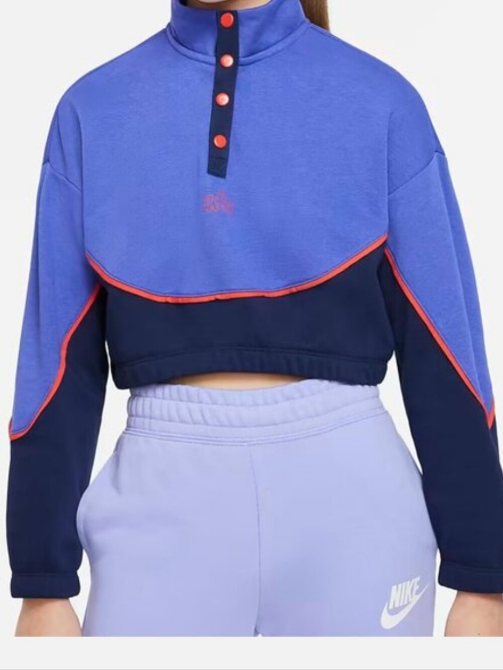 Nike Girls' Icon Clash Cropped Fleece Pullover Sweatshirt -Small